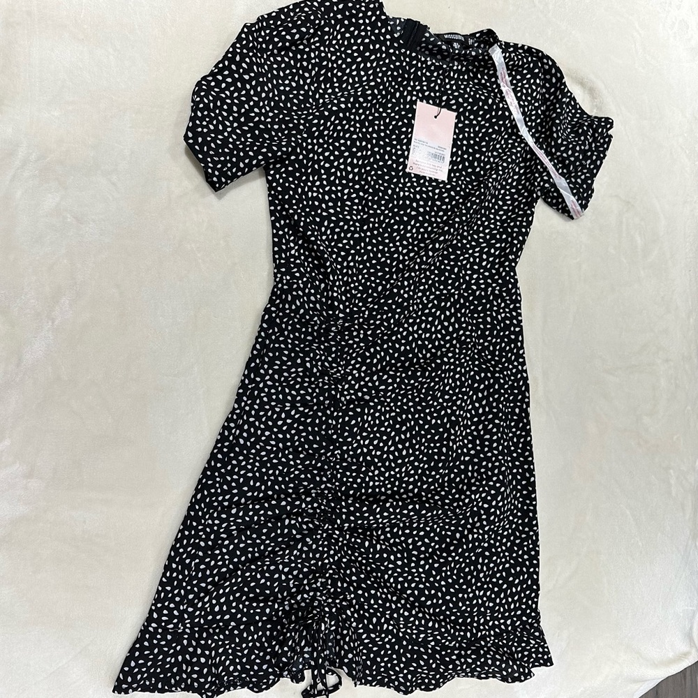White and black polka dot dress -NEW